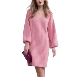 Rachel Parcell Wool-blend Pink Oversized Long Sleeve Sweater Dress Sz Small NWT